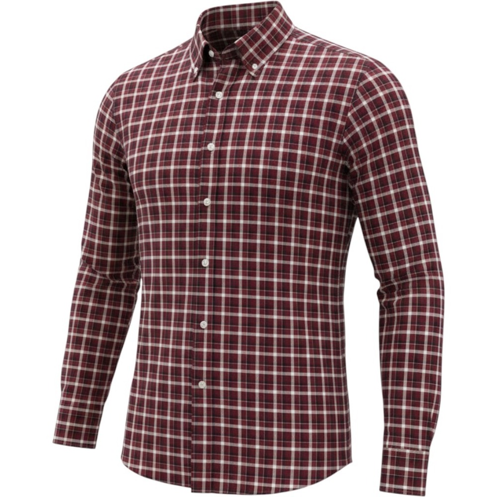 Jos A Bank Traveler Collection Mens XXL Burgundy Plaid Cotton Button Down Shirt